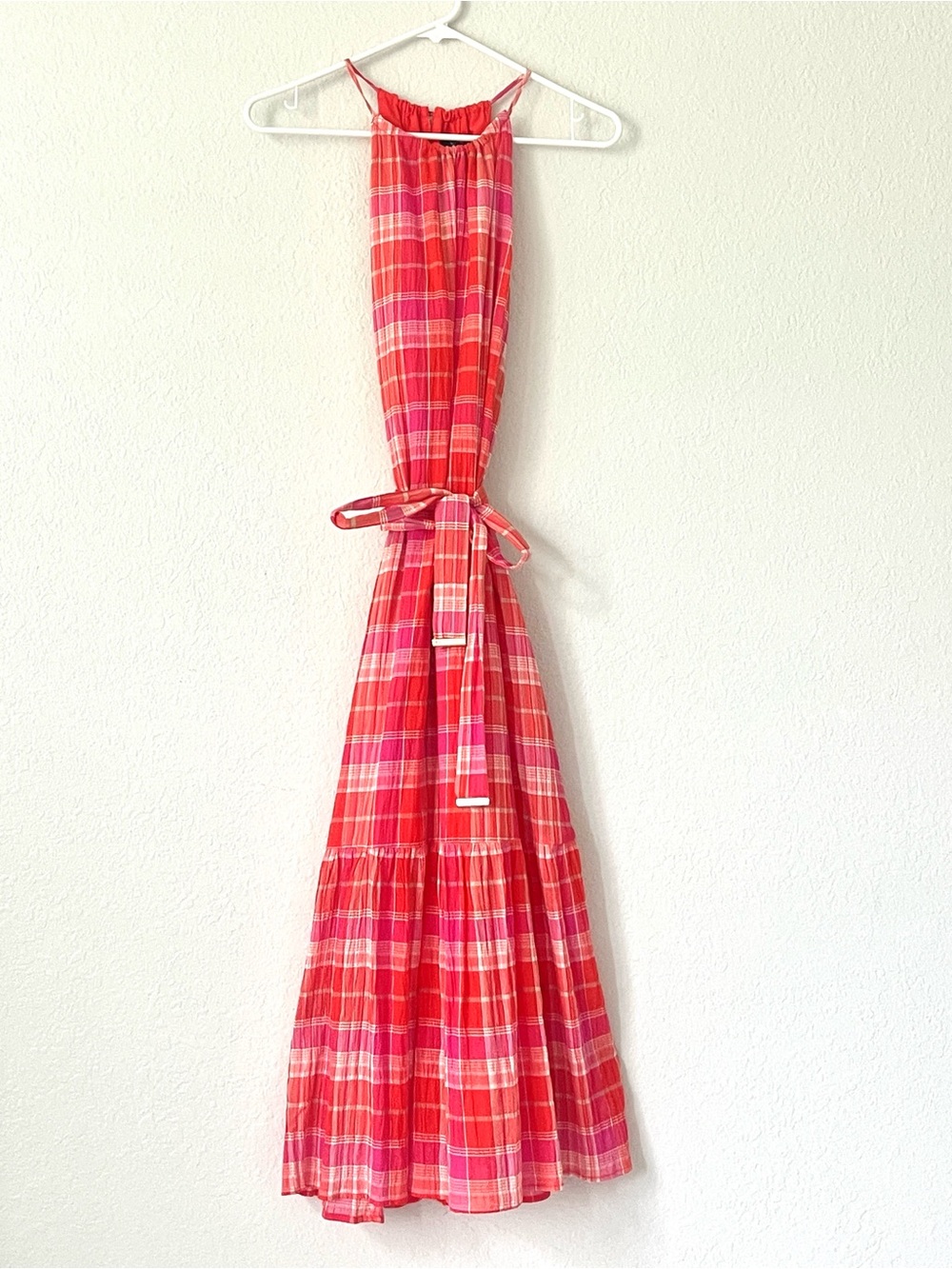 Tommy Hilfiger Pink & Red Plaid Detail Dress